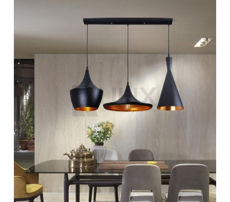 COLGANTE 3L NEGRO LINEAL 3 FIGURAS E27 BN6139