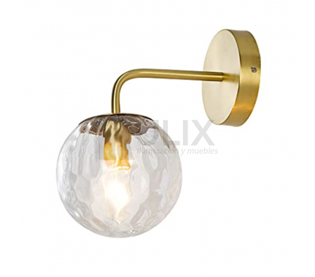 APLIQUE 1L E27 GLOBO BL C/ BRAZO DOR. C/ CUERDA CURVA 6408