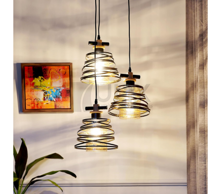 COLGANTE DE 3L E27 NEGRO BASE REDONDA LP-A29325