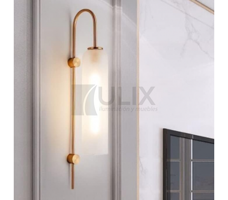 APLIQUE 1 LUZ E27 BRAZO DORADO CURVO  H 78CM TULIPA LP-BN5742