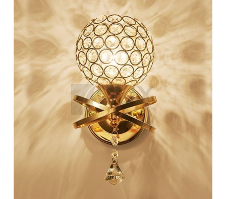 APLIQUE 1L E27 DORADO TULIPA ESFERICA CRISTAL