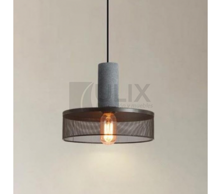 COLGANTE 1L E27 CIRCULAR CON MALLAS NEGRAS