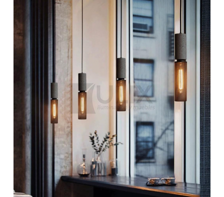 COLGANTE 1L E27 CILINDRO CON MALLAS NEGRAS