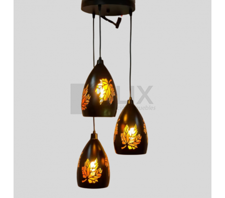 COLGANTE 3L E27 BASE RED. DIBUJO HOJAS