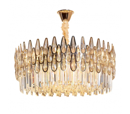 COLGANTE 7L E14 DORADO C/ CRISTALES