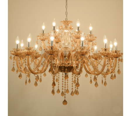 COLGANTE DE 15L E14 TIPO ARAÑA C/ CRISTALES AMBAR