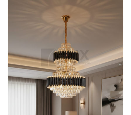 COLGANTE DE 15L E14 DOBLE ESFERA NEGRO C/ CRISTALES