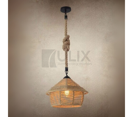 COLGANTE 1L E27 C/ YUTE C/ ESFERA Y REJILLA