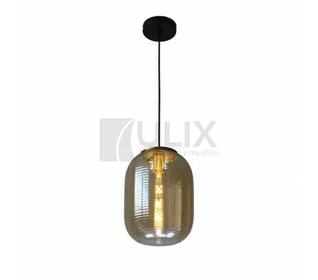 COLGANTE 1L E27 VIDRIO OVALADO AMBAR 