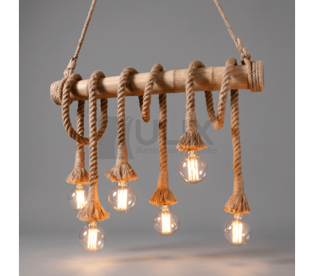 COLGANTE 6 LUCES E27 RUSTICO 