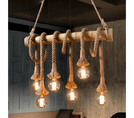 COLGANTE 6L E27 RUSTICO C/ YUTE Y SIMIL