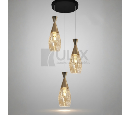 COLGANTE 3L BASE REDONDA C/ VIDRIOS CONICOS LP-A25302