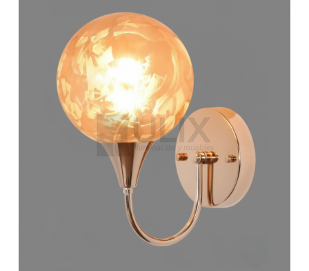 APLIQUE 1L E27 DORADO BRAZO CURVO C/ GLOBO LP-A25105