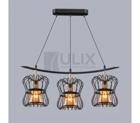 COLGANTE 3L E27 LINEAL CURVO C/ CABEZALES