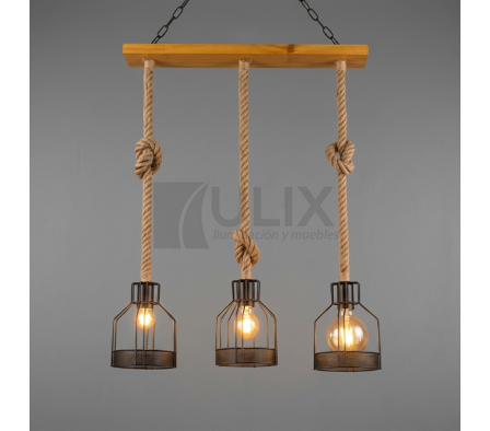COLGANTE RUSTICO 3 LUCES