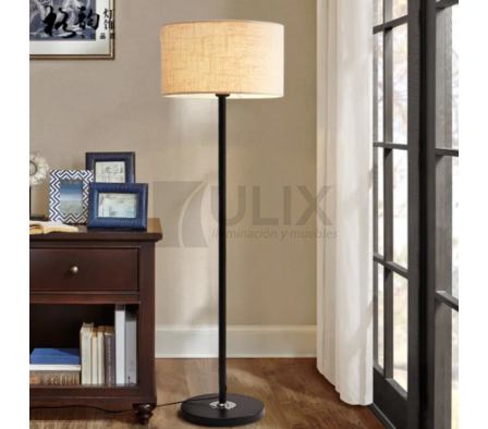 VELADOR DE PIE NEGRO GRANDE PANTALLA BEIGE