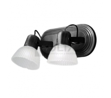 APLIQUE 2L E27 BASE OVAL C/ TULIPA CORTA NEGRO 8263 FERRO