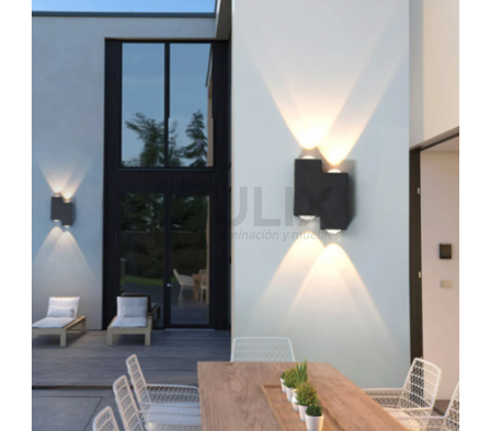 APLIQUE EXTERIOR 21719 4W NEGRO L/CALIDO