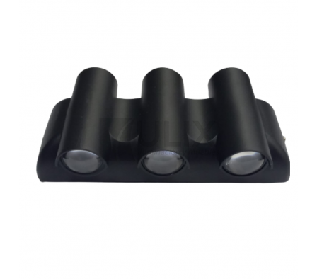 APLIQUE EXTERIOR 21717 6W NEGRO L/CALIDO