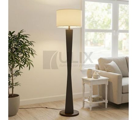 VELADOR DE PIE BASE MADERA ROMBO