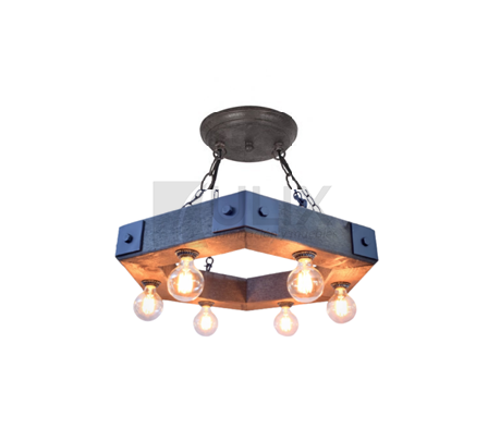 COLGANTE 6L HEXAGONAL 80CM MADERA GL100