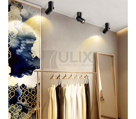 SPOT TUBULAR 1L NEGRO GU10 MOVIL A352-6030