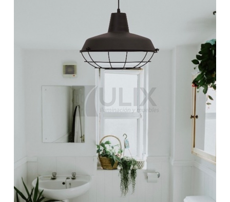 COLGANTE 1 L E27 NEGRO CAMPANA 30CM CON REJILLA LP-S22181