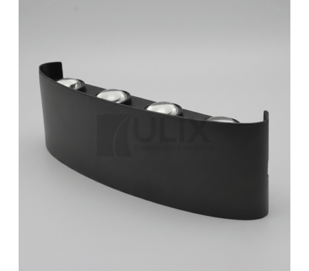 APLIQUE DE PARED 8W  4 LUPAS NEGRO LUZ CÁLIDA