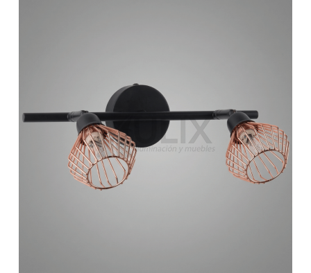 APLIQUE COBRE 2 LUCES VINTAGE TIPO ROMBO