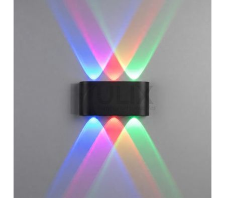 APLIQUE 3 LUPAS 6W NEGRO LUZ RGB 