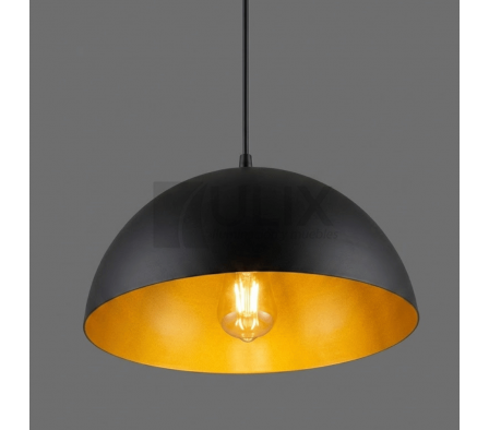 COLGANTE 1 LUZ 35CM NEGRO INTERIOR DORADO