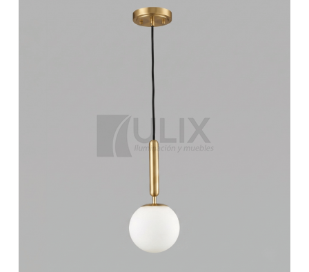 COLGANTE 1 LUZ GLOBO DETALLE EN DORADO