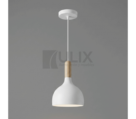 COLGANTE 1 LUZ BLANCO CON DETALLE MADERA