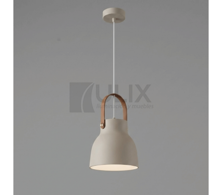 COLGANTE 1 LUZ BLANCO CON DETALLE MADERA CAMPANA
