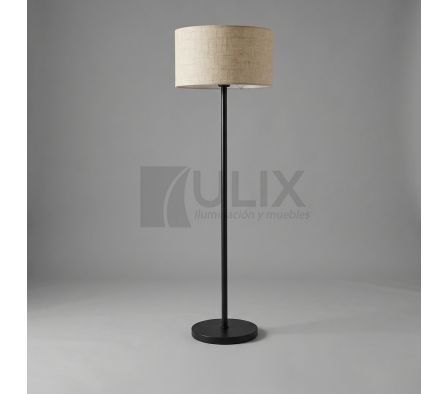 VELADOR DE PIE NEGRO PANTALLA BEIGE