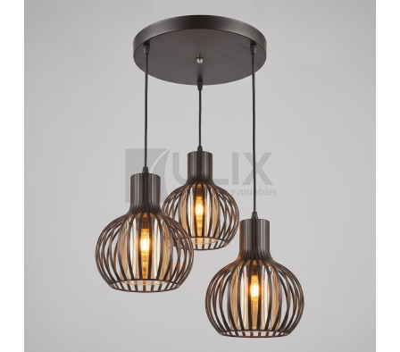 COLGANTE 3 LUCES REJAS CON VIDRIO