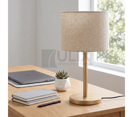 VELADOR PALITO DE MESA DORADO CON PANTALLA