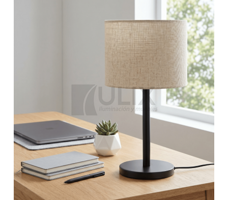 VELADOR PALITO DE MESA NEGRO CON PANTALLA