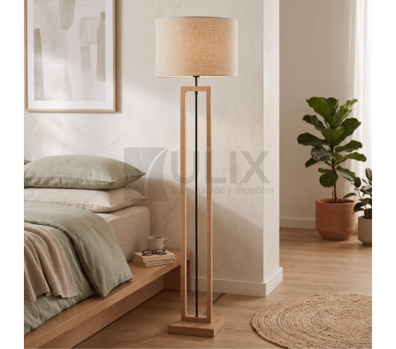 VELADOR DE PIE BASE RECTANGULAR MADERA