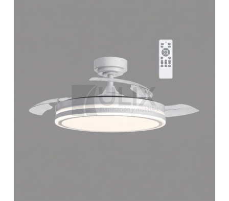 VENTILADOR DE TECHO BLANCO ASPAS PLEGABLE LED 3 TONOS
