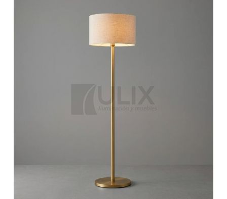 VELADOR DE PIE BASE MADERA EN DORADO MATE